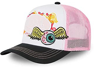 Von Dutch Casquette Homme & Femme Ajustable, Casquette Trucker, Athlétique, Coupe décontractée et Toutes Les Saisons, Blanc, Orange, Taille TU