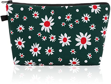 Sibba Mini-Make-up-Tasche Sonnenblume Reisegröße Toilettenartikel Kosmetikkoffer kleine Taschen Aufbewahrungs-Organizer Reißverschlusstasche Geldbörse niedliches Kulturset für Frauen Kinder Schwarz