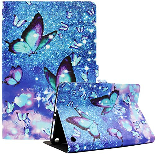 Bbjjkkz Amazon Kindle Fire HD 8 and Fire HD 8 Plus Tablet Case (12th Generation/10th Generation, 2024/2022/2020 Release), Slim Fit Lightweight Smart Stand Case with Auto Wake/Sleep, Blue Butterfly