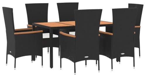 vidaXL Garten Essgruppe 5-TLG., Gartenmöbel Set mit Kissen, Gartengarnitur Tisch 4 Stühle, Sitzgruppe Gartenset Modulares Design, Schwarz Poly Rattan