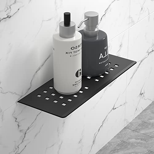 Bernkot Schwebendes Duschregal, 25,4 cm, mattschwarz, 304 Edelstahl, Einbau-Wandregal für Toilette, rechteckiges Design, robustes Badezimmerregal für geflieste Wand, ohne Bohren