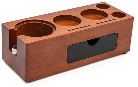 Pevfeciy Tamperstation 51~58mm für Barista, Tamping Station Holz für Siebträger, Kaffee Tamper Station, Barista Zubehör
