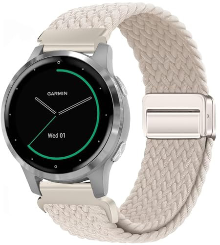 VELULYX Nylon Flechtband Kompatibel mit Garmin Venu 2S/Venu 3S/Vivomove 3S/Vivoactive 4S, 18MM Magnetisches Schnallenband für Fossil Damen Gen 6/5E/4/3