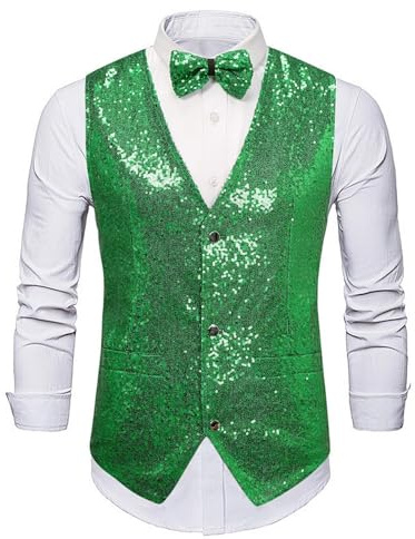 Pailletten Weste Herren Pailetten ärmellose Glitzer Weste Mantel Anzugweste Damen Herren Damen Kostüm Zubehör Disco Karneval und Mottoparty Kostüm Pailetten Weste Kostüm Tanzkostüm