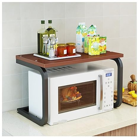 XYMJT Soporte para microondas, Estante de Madera para Horno microondas, mostrador, Estante de Especias, Organizador para Cocina, Marco de Acero, Soporte para microondas, Estante de almac