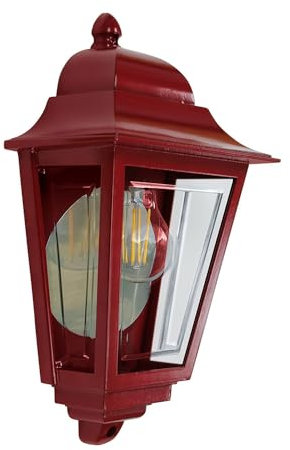 Licht-Erlebnisse Außenlampe Wand Aluminium E27 IP44 Rot H: 32,5 cm B: 19 cm Rustikal GRACIE Wandlampe außen Haus Hof Außenleuchte Balkon Eingang