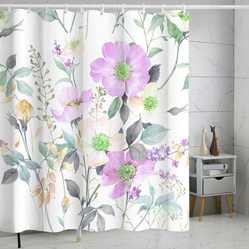 FAIRYGATE Extra Wide Shower Curtain Garden Shower Curtains Forest Blossoms Bushes Tall Trees Green Grasses Scenery Bathroom Decoration Curtains with Hook 71X 71 inches B9721