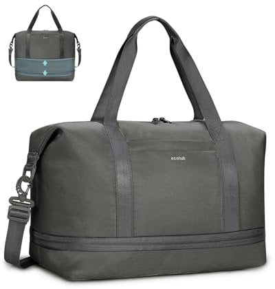 ECOHUB Erweiterbare Ryanair Handgepäck 40x20x25, Reisetasche Handgepäck Mit Abnehmbar Nass-Tasche, Handgepäck Tasche für Flugzeug, Weekender Damen Herren, Patent Anhängig(Grün)