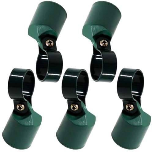 ESTEXO Strebenkappe Zaunstrebenkappe 5er Set mit Metallschellen für Ø 34 mm Zaunpfosten Grün RAL 6005