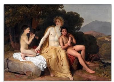 MOBYAT Alexander Ivanov Apolo,Jacinto y Cipariso haciendo música y cantando Lienzo Pintura al óleo Estética Cuadro artístico de pared 45x30cm(18x12 pulgadas) Sin marco