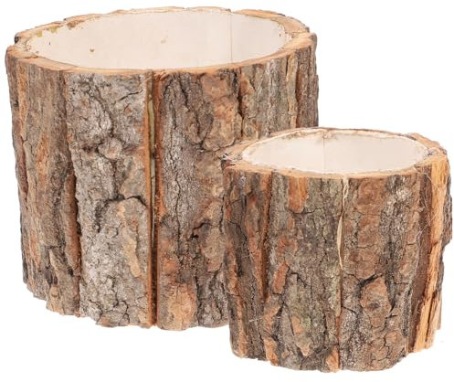 BESPORTBLE Lot de 2 pots de fleurs en écorce d'arbre - Décoration de chambre - Plantes artificielles d'intérieur - Grand pot de fleurs miniature - Décoration vintage - Plaquage de pot de fleurs