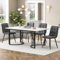 Ctastay Esstisch-Set mit 4 Stühlen 140x80 cm, Essgruppe mit 4 Stühlen aus Samt, Küchen-Esstisch für Zuhause & Familie, Schwarz Metall Tischbeine + 4 Dunkelgrau Stühlen