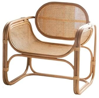 yixinzi-2024 Rattan-Akzentstuhl Rattan-Sessel for Wohnzimmer und Schlafzimmer, Terrassen-Rattanstuhl, natürliches Gestell, Freizeitstuhl for draußen und drinnen Sessel(Natural)