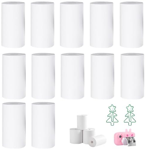 12 Rollen Thermopapier,Thermopapier Kinderkamera,Thermorollen Thermopapier,Rollen Thermorollen,Kinderkamera Nachfülldruckpapier,Mini Drucker Papier Selbstklebend,Thermopapier Für Kinder