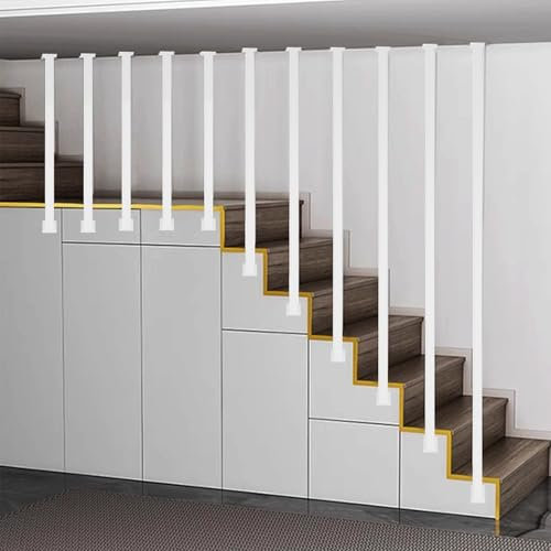 Lanmmraifc Pasamanos de Escalera Blanco, barandilla de Escalera Tipo L, barandilla para Escalera de Montaje en Techo Interior y Exterior, Pasillo, ático, Valla de escalón(130cm)