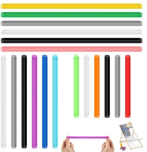 18 Stück Gummibänder Breit, 14cm, 20cm, 30cm Silikon Handtuchbänder Strand, Bunte Gummiringe Groß, Elastische Strandtuchhalter Band für Strandstuhl, Bücher, Bürobedarf