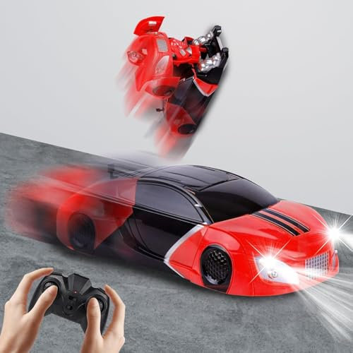 OBEST Ferngesteuertes Auto Spielzeug mit Wandkletterfunktion, Transformator Spielzeug mit 360° Rotation, 2,4Ghz Transform RC Auto Roboter für Mädchen Junge Weihnachten Geburtstags Geschenke