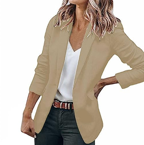 Blazer Giacche Donna, Abito a Giacca Donna Elegante a Maniche Lunghe Risvolti Semplici Giacca da Ufficio Business Tailleur Corto Blazer Completo Ol Giacca Slim Fit Bavero Giacca con Tasche
