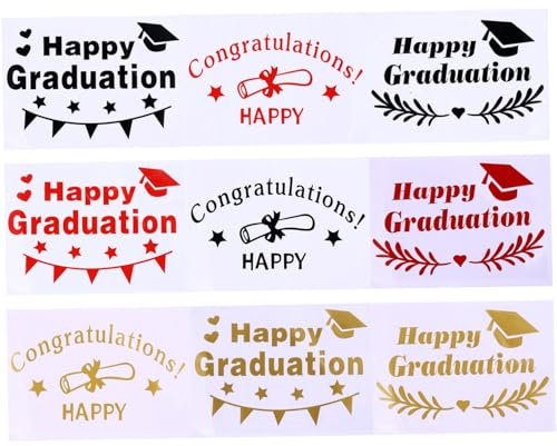 NUOBESTY 9stücke Bronzende Ballon Aufkleber Modische Fensteraufkleber Langlebige Aufkleber Abschlussfeier Dekorationen Fensteraufkleber Langlebige