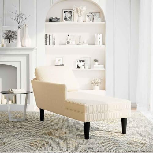 Kangmusi Chaiselongue mit Kissen Creme Cordstoff, Creme 4009817