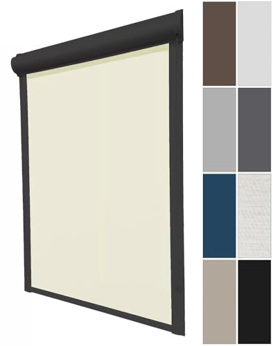 Thermorollo mit Kassette Verdunkelungsrollo ohne Bohren Seitenzugrollo Fensterrollo Türrollo Sonnenschutzrollo Rollo, Breite: 125 cm, Höhe: bis 150 cm, Kette rechts, Weiß