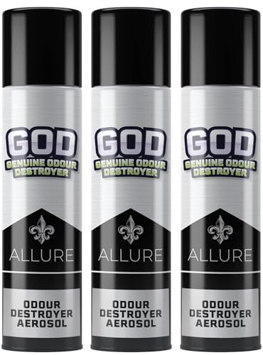 GOD Blast 750ml Aerosol (3 Pack) – Allure Scent. Fast Acting Odour Neutraliser Spray. Extra Strong & Long Lasting Air Freshener. Eliminates Tough Odours in High Demand Indoor Spaces. Made in the UK