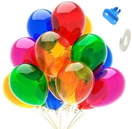 Brokatove Ballons Crystal Transparent 20 Stk. | leuchtende Farben, Partybeleuchtung, ideal für jede Gelegenheit, Schleife
