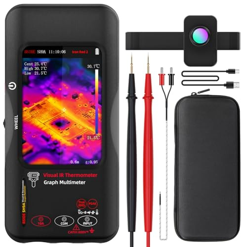 BSIDE SH9A Multimetro Termocamera Dual Light Fusion Termocamera Infrarossi 428X320 Alta Risoluzione con Obiettivo Macro, Multimetro Digitale e Grafico 20000 Conteggi TRMS 1000V 10A con Touchscreen
