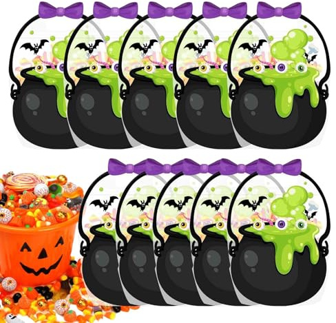 Eojpdji Halloween Durchsichtige Kürbis Beutel | Wiederverschließbar 10 Stücke Halloween Süßigkeiten Taschen | Deko Für Veranstaltung Party Schule Festtage | Für Bonbons Kleinigkeiten