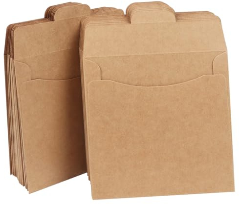 CONGARTENO 100 Stück Kraftpapier CD Umschläge im Vintage Stil für Karten und Dokumente Braune Papphüllen zur Sicheren Aufbewahrung und Verpackung