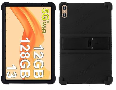 INSOLKIDON Compatible pour SKYEGG K13 10 inch Tablet Coque Silicone de Protection Pliable Housse Case Cover avec Fonction Support (Noir)