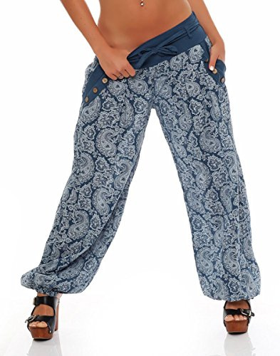 Malito Damen Pumphose mit Orient Print | leichte Stoffhose | Freizeithose für den Strand | Haremshose - luftig 3488