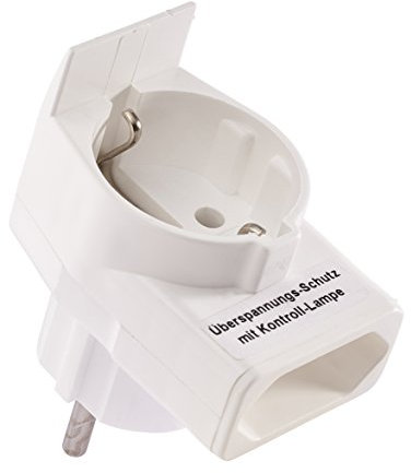 Combi-Duplex-Stecker mit Überspannungsschutz, 1 Euro- und 1 Schutzkontaktstecker, für eWickler und weitere elektrische Verbraucher