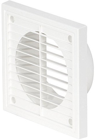 Airflow External Wall Vent Cover – White Plastic Grille for 125mm Ducting – Weatherproof Air Outlet – 187mm x 187mm