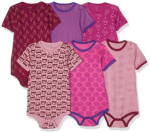 Care Body LS - AOP (6-pack), Body Neonato Manica Corta Bimba 0-24, Rosa Light Rose (550), 9-12 mesi