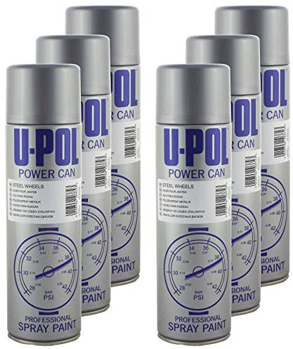UPOL U-POL Power Can 500ml Steel Wheels Metallic Aerosol Spray Paint X6 Pack