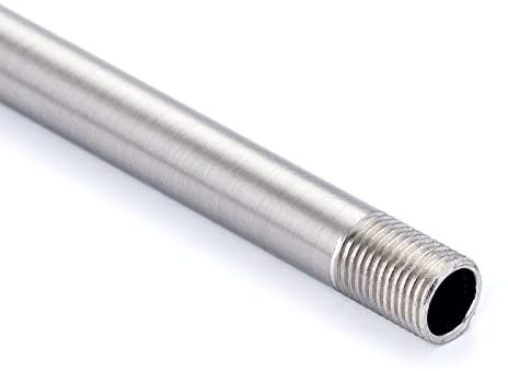 ORION LIGHTSTYLE Pendelrohr aus Messing, 10 mm, 2x M10x1 Gewinde, Leuchtenrohr, 20 cm Verlängerung, Silber