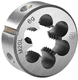 sourcing map Terraja, Terrajas de Roscar Métricas M20 X 2,5, Terraja Redonda 45mm Diámetro Exterior, Troquel para Roscar a la Izquierda, Aleación de Acero