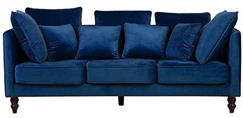 Modernes Dreisitzer Sofa in Blau Samtstoff Polsterbezug Fenstad