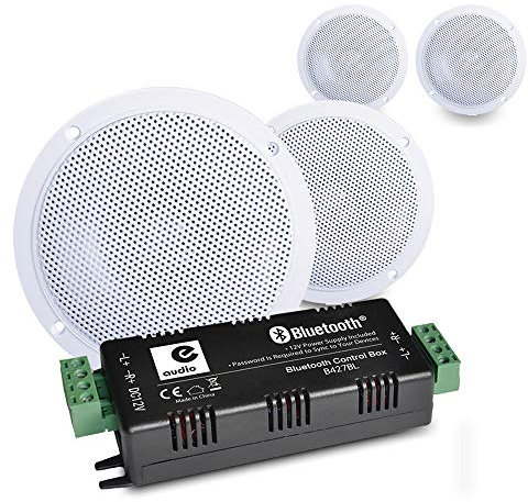 E-Audio B300A Kitchen and Bathroom Ceiling Speakers Wireless Bluetooth Amplifier Home Audio (Set of Four)