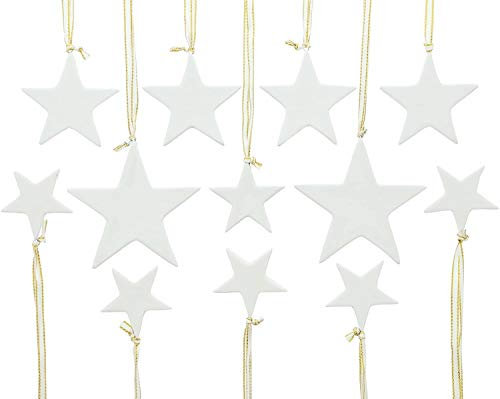 khevga Christbaumschmuck Sterne Porzellan im 12er Set (weiß)