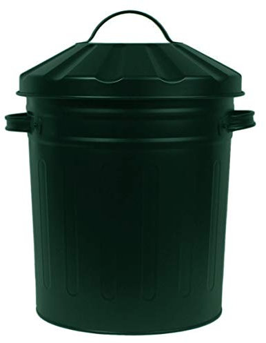 Muddy Hands 15 Litre Small Metal Bin with Lid Recycling Rubbish Waste Paper Dustbin (Green)