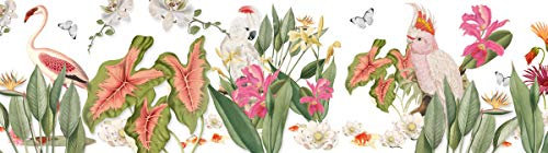 anna wand – Selbstklebende Bordüre/Borte/Wandbordüre „Paradies” Blumen Pflanzen Tiere Vögel – Mehrfarbig aus Weiss – 450 x 11.5 cm – Made in Germany