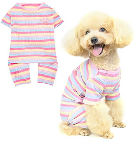 PUPTECK Super weicher Hunde-Pyjama für Hunde, Hundemantel für kleine, mittelgroße und große Haustiere, buntes Design und bequem für alle Jahreszeiten, drinnen und draußen