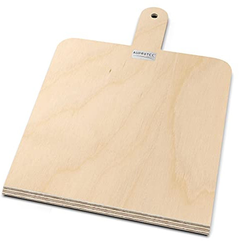 AUPROTEC Pizzaschaufel Holz Pizzaschieber Pizzabrett Birke geschliffen Modell Danny: Größe M 26 x 26 cm