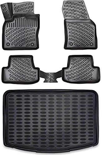 ELMASLINE Gummimatten & Kofferraumwanne Set für Dacia Logan II MCV 2013-2020 (Kombi) | Extra hoher 5cm Rand