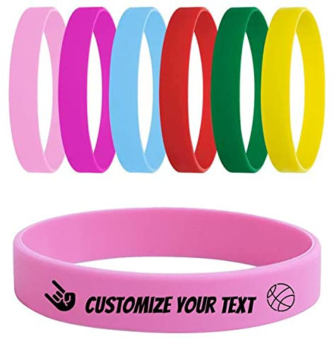 Temeite, cinturino in gomma ecologico, 100% silicone, design alla moda e alla moda, adatto a tutte le età, braccialetto in silicone arcobaleno, braccialetto personalizzato (colore bianco), Silicone