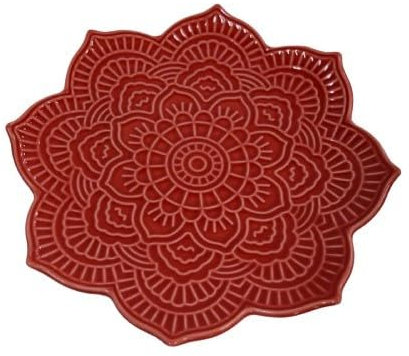 Trend Line Keramik Deko Teller Rot 23,5 x 23,5 x 3,5cm Dekoteller Dekotablett