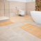 DE-COmmerce Bambus Badematte Lines im 3-er Set, Badteppich, Holzteppich, Bambusmatte, Badezimmer, rutschfest, Farbe: Pure