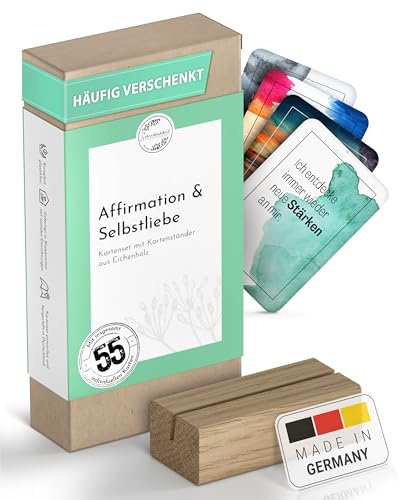 Schreiblichkeit® 55 Affirmationskarten [Edition 2024/2025] Impulskarten mit Affirmationen für mehr Selbstliebe | Achtsamkeitskarten | Affirmationskarten | Mutmachkarten | Manifestationskarten